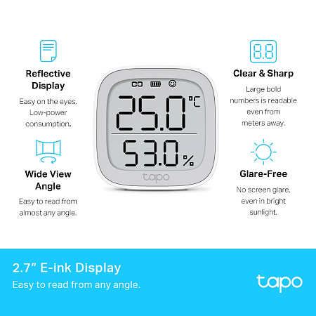Датчик температуры и влажности TP-LINK Tapo T315, Белый Датчик температуры и влажности TP-LINK Tapo T315, Белый