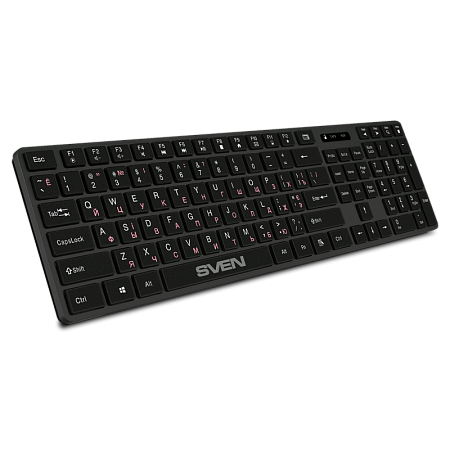 Wireless Keyboard SVEN KB-E5300W, Fn keys, 5 shortcut keys, Battery indicator., 2xAAA, 2.4Ghz, EN/RU