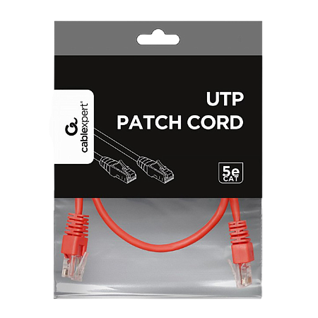 0.5m, Patch Cord  Red, PP12-0.5M/R, Cat.5E, Cablexpert, molded strain relief 50u" plugs