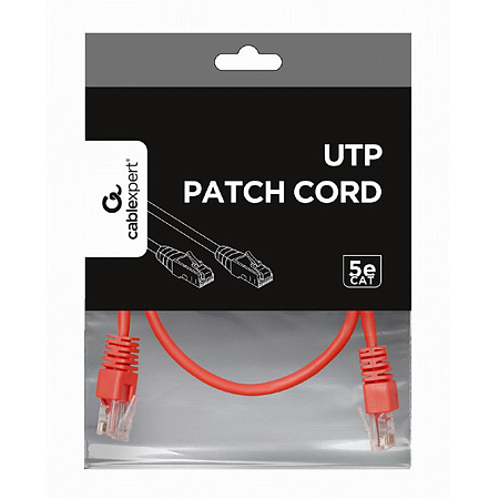  0.5m, Patch Cord  Red, PP12-0.5M/R, Cat.5E, Cablexpert, molded strain relief 50u" plugs