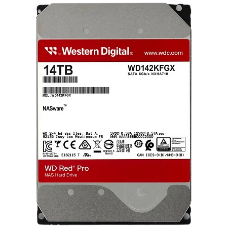 Жесткий диск Western Digital WD Red Pro, 3.5", 14 ТБ <WD142KFGX> Жесткий диск Western Digital WD Red Pro, 3.5", 14 ТБ <WD142KFGX>