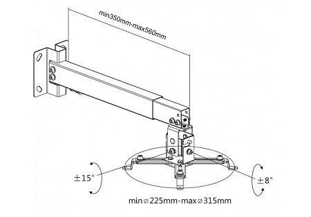 Ceiling/Wall Mount Reflecta, "TAPA" Universal Silver, 430-650mm, max.load 20kg, 23056 Ceiling/Wall Mount Reflecta, "TAPA" Universal Silver, 430-650mm, max.load 20kg, 23056