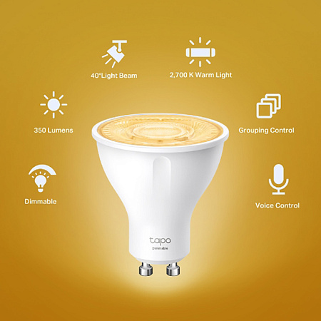 TP-LINK "Tapo L610", Smart Wi-Fi LED Bulb with Dimmable Light, GU10, 2700K, 350lm TP-LINK "Tapo L610", Smart Wi-Fi LED Bulb with Dimmable Light, GU10, 2700K, 350lm
