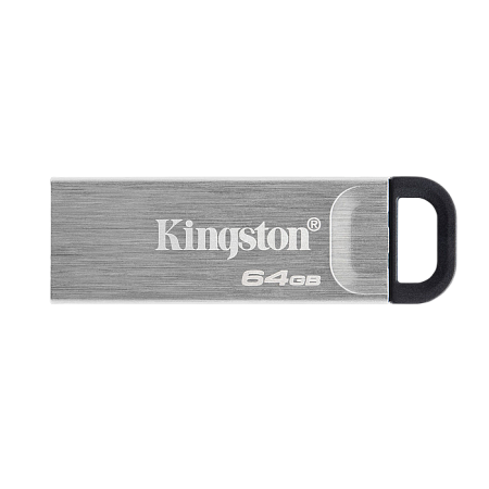  64GB USB3.2 Flash Drive Kingston DataTraveler Kyson, Silver, Metal Case, Key Ring (DTKN/64GB)