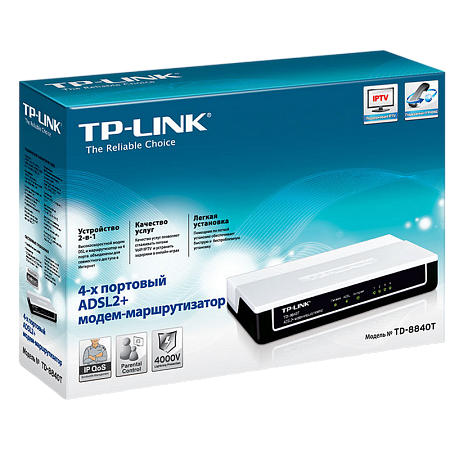 ADSL Router TP-LINK "TD-8840T",1xEthernet port+1xUSB, ADSL/ADSL2/ADSL2+, Splitter, Annex A ADSL Router TP-LINK "TD-8840T",1xEthernet port+1xUSB, ADSL/ADSL2/ADSL2+, Splitter, Annex A