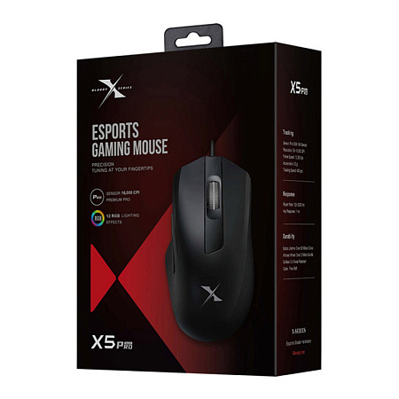 Gaming Mouse Bloody X5 Pro, 50-16000 dpi, 5 buttons, 400IPS, 50G, Ergonomic, Rubber Grips, UV surfac Gaming Mouse Bloody X5 Pro, 50-16000 dpi, 5 buttons, 400IPS, 50G, Ergonomic, Rubber Grips, UV surfac