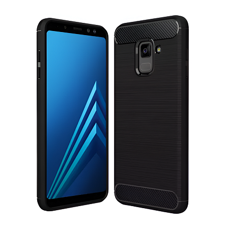 Helmet Case Carbon Samsung A8 (2018), Black Helmet Case Carbon Samsung A8 (2018), Black