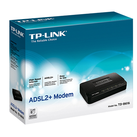 ADSL Modem TP-LINK "TD-8616",1xEthernet port, ADSL/ADSL2/ADSL2+, Splitter, Annex A ADSL Modem TP-LINK "TD-8616",1xEthernet port, ADSL/ADSL2/ADSL2+, Splitter, Annex A
