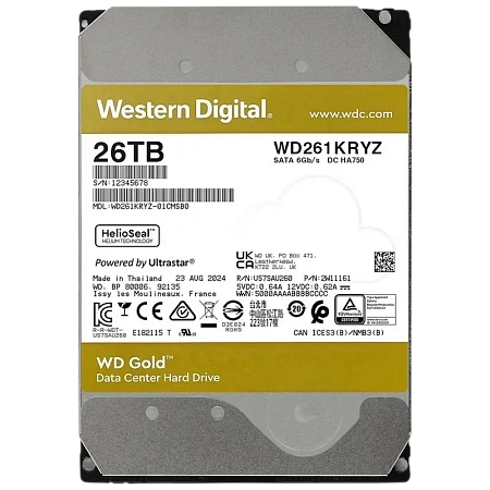 Жесткий диск Western Digital WD Gold, 3.5", 26 ТБ <WD261KRYZ> Жесткий диск Western Digital WD Gold, 3.5", 26 ТБ <WD261KRYZ>