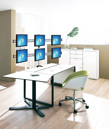 Table/desk stand for 6 monitors Reflecta PLANO Desk 23-1010S, 13"-23 ", 75x75, 100x100, 8kg/bracket. Table/desk stand for 6 monitors Reflecta PLANO Desk 23-1010S, 13"-23 ", 75x75, 100x100, 8kg/bracket.