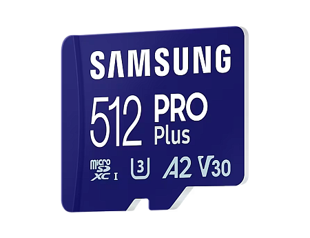 .512GB MicroSD (Class 10) UHS-I (U3) +SD adapter, Samsung PRO Plus "MB-MD512SA" (R/W:180/130MB/s)