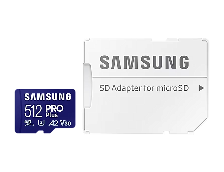 .512GB MicroSD (Class 10) UHS-I (U3) +SD adapter, Samsung PRO Plus "MB-MD512SA" (R/W:180/130MB/s)
