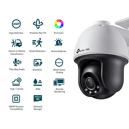 TP-Link Pan Tilt Outdoor Network Camera"VIGI C540", 4mm, 4MP, Full-Color, PoE, IP66