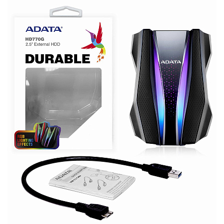 1.0TB (USB3.2) 2.5" ADATA HD770G RGB IP68 Rugged, Water/Shock/Dustproof, Black (AHD770G-1TU32G1-CBK) 1.0TB (USB3.2) 2.5" ADATA HD770G RGB IP68 Rugged, Water/Shock/Dustproof, Black (AHD770G-1TU32G1-CBK)