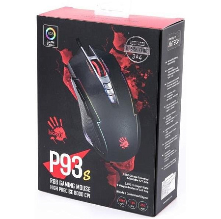 Gaming Mouse Bloody P93s, 100-8000 dpi, 8 buttons, 150IPS, 25G, 105g, Ambidextrous, Programmable, LK