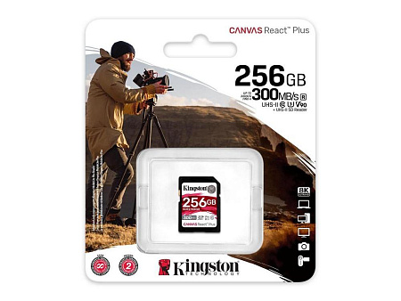 .256GB SDXC Card (Class 10) UHS-II , U3, Kingston Canvas React Plus "SDR2/256GB" (R/W:300/260MB/s) .256GB SDXC Card (Class 10) UHS-II , U3, Kingston Canvas React Plus "SDR2/256GB" (R/W:300/260MB/s)