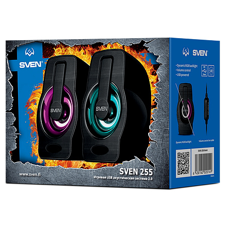 Speakers SVEN "255" Black, 4w, USB power, Dynamic RGB lighting Speakers SVEN "255" Black, 4w, USB power, Dynamic RGB lighting