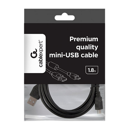 Кабель для передачи данных Cablexpert CCF-USB2-AM5P-6, USB Type-A (F)/Mini-USB, 1,8м, Чёрный