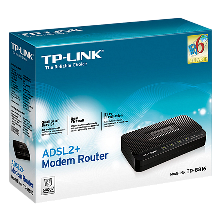 ADSL Router TP-LINK "TD-8816", 1xEthernet port, ADSL/ADSL2/ADSL2+, Splitter, Annex A ADSL Router TP-LINK "TD-8816", 1xEthernet port, ADSL/ADSL2/ADSL2+, Splitter, Annex A