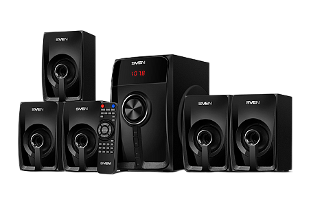 Audio System 5.1 SVEN "HT-202" 100w / 20w+5*16w, BLUETOOTH, USB, SD, FM, Display, RC, Black Audio System 5.1 SVEN "HT-202" 100w / 20w+5*16w, BLUETOOTH, USB, SD, FM, Display, RC, Black