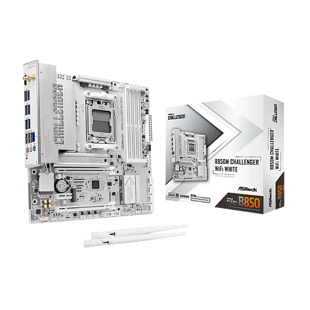 Материнская плата ASRock B850M CHALLENGER WIFI WHITE, AMD B850, Micro-ATX Материнская плата ASRock B850M CHALLENGER WIFI WHITE, AMD B850, Micro-ATX