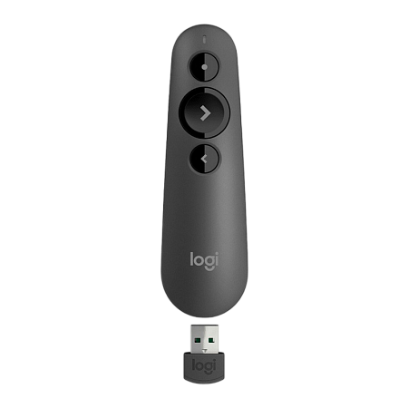 Presenter Logitech R500s, Class 1 Laser, Range: 20m, Bluetooth/2.4 Ghz, 1xAAA, Graphite Presenter Logitech R500s, Class 1 Laser, Range: 20m, Bluetooth/2.4 Ghz, 1xAAA, Graphite