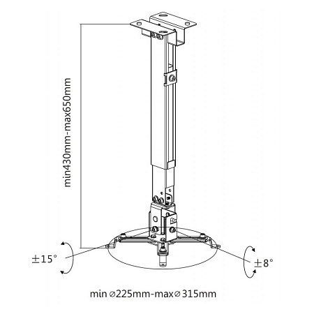 Ceiling/Wall Mount Reflecta, "TAPA" Universal Silver, 430-650mm, max.load 20kg, 23056 Ceiling/Wall Mount Reflecta, "TAPA" Universal Silver, 430-650mm, max.load 20kg, 23056