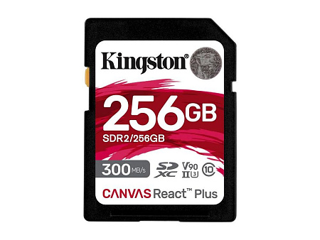.256GB SDXC Card (Class 10) UHS-II , U3, Kingston Canvas React Plus "SDR2/256GB" (R/W:300/260MB/s) .256GB SDXC Card (Class 10) UHS-II , U3, Kingston Canvas React Plus "SDR2/256GB" (R/W:300/260MB/s)
