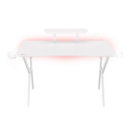 Genesis Desk Gaming Holm 320, RGB White (Organizer, Wireless Charger, Multiple holder, USB Hub, Remote Controller, 120x60x75cm)