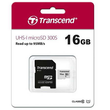 ..16GB MicroSD (Class 10) UHS-I (U1),+SD adapter Transcend "TS16GUSD300S-A" (R/W:95/45MB/s) ..16GB MicroSD (Class 10) UHS-I (U1),+SD adapter Transcend "TS16GUSD300S-A" (R/W:95/45MB/s)