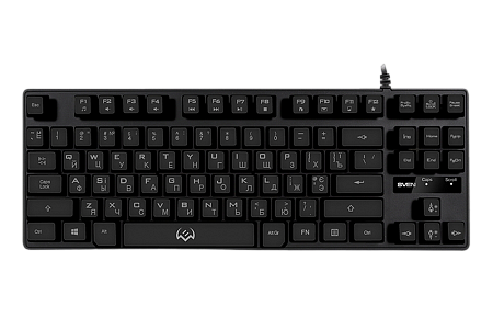 Gaming Keyboard SVEN KB-G7400, TKL, Fn keys, Backlight, WinLock, 1.8m, USB, EN/RU, Black Gaming Keyboard SVEN KB-G7400, TKL, Fn keys, Backlight, WinLock, 1.8m, USB, EN/RU, Black