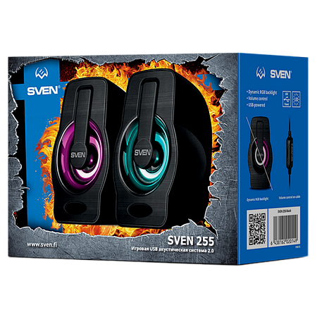 Speakers SVEN "255" Black, 4w, USB power, Dynamic RGB lighting Speakers SVEN "255" Black, 4w, USB power, Dynamic RGB lighting