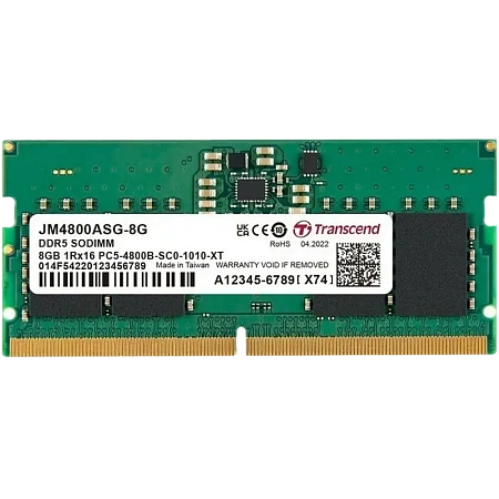 Оперативная память Transcend JM4800ASG-8G, DDR5 SDRAM, 4800 МГц, 8Гб, JM4800ASG-8G Оперативная память Transcend JM4800ASG-8G, DDR5 SDRAM, 4800 МГц, 8Гб, JM4800ASG-8G