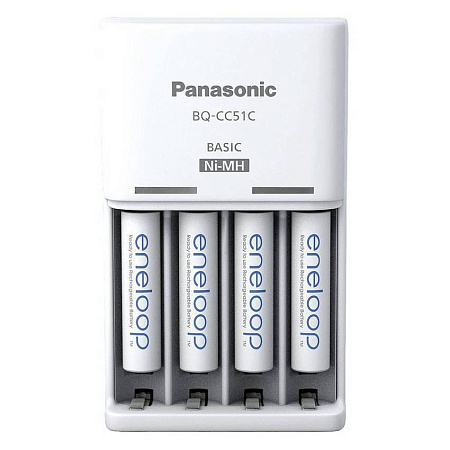 Panasonic "Basic" Charger 4-pos AA/AAA + 4AA 2000mAh, K-KJ51MCD40E Panasonic "Basic" Charger 4-pos AA/AAA + 4AA 2000mAh, K-KJ51MCD40E
