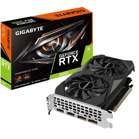 Видеокарта Gigabyte GV-N3050WF2OCV2-6GD, 6GB GDDR6 96бит Видеокарта Gigabyte GV-N3050WF2OCV2-6GD, 6GB GDDR6 96бит