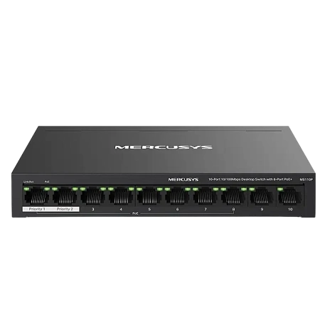 PoE коммутатор MERCUSYS MS110P, 8x IEEE 802.3af/at PoE коммутатор MERCUSYS MS110P, 8x IEEE 802.3af/at