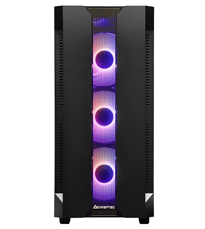 Case ATX Chieftec HUNTER, w/o PSU, 0.5mm, 4x120mm ARGB fans, ARGB Hub, Front Mesh, Tempered Glass, 2