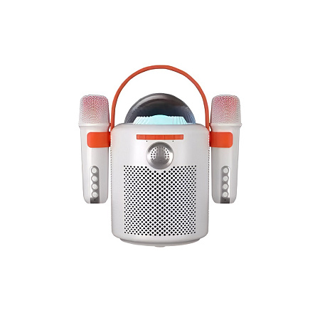 KTV Portable Karaoke Set With 2 Microphone and Speaker Y11, 10W, White