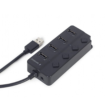 USB 2.0 Hub 4-port with switches, cable 80 cm, Gembird "UHB-U2P4P-01", Black USB 2.0 Hub 4-port with switches, cable 80 cm, Gembird "UHB-U2P4P-01", Black
