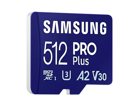 .512GB MicroSD (Class 10) UHS-I (U3) +SD adapter, Samsung PRO Plus "MB-MD512SA" (R/W:180/130MB/s)