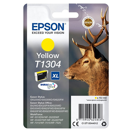 Картридж чернильный Epson C13T13044012, 10мл, Желтый