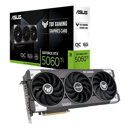Видеокарта ASUS TUF-RTX5060TI-O16G-GAMING, 16 ГБ GDDR7 128бит Видеокарта ASUS TUF-RTX5060TI-O16G-GAMING, 16 ГБ GDDR7 128бит