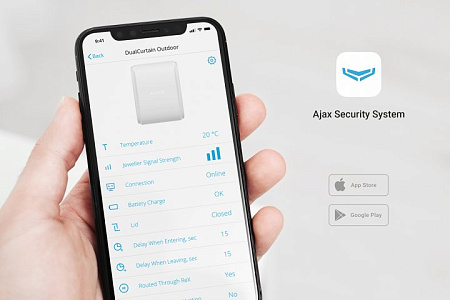 Ajax Outdoor Wireless Security Motion Detector "DualCurtain Outdoor", White Ajax Outdoor Wireless Security Motion Detector "DualCurtain Outdoor", White