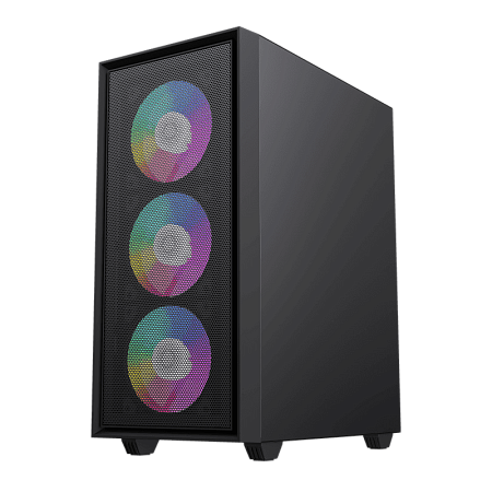 Case mATX GAMEMAX Storm, w/o PSU, 0.45mm, 1x120mm FRGB, Front Mesh, Tempered Glass, 1xUSB3.0, 2xUSB2