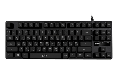 Gaming Keyboard SVEN KB-G7400, TKL, Fn keys, Backlight, WinLock, 1.8m, USB, EN/RU, Black Gaming Keyboard SVEN KB-G7400, TKL, Fn keys, Backlight, WinLock, 1.8m, USB, EN/RU, Black