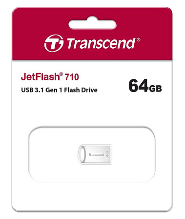 USB Flash накопитель Transcend JetFlash 710, 64Гб, Серебристый