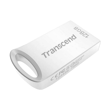 128GB USB3.1 Flash Drive Transcend "JetFlash 710S", Silver, Metal Case, Ultra-Slim (R/W:90/50MB/s)