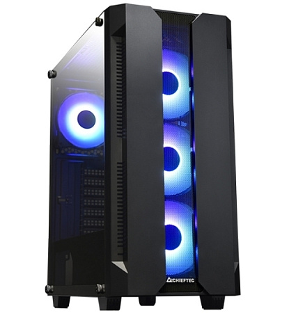 Case ATX Chieftec HUNTER, w/o PSU, 0.5mm, 4x120mm ARGB fans, ARGB Hub, Front Mesh, Tempered Glass, 2