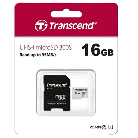 ..16GB MicroSD (Class 10) UHS-I (U1),+SD adapter Transcend "TS16GUSD300S-A" (R/W:95/45MB/s) ..16GB MicroSD (Class 10) UHS-I (U1),+SD adapter Transcend "TS16GUSD300S-A" (R/W:95/45MB/s)