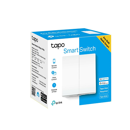 TP-Link Wireless Smart Light Switch "Tapo S220", White, 2-Gang